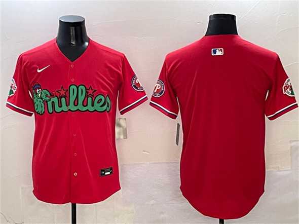 Mens Philadelphia Phillies Blank Red Phanatic Limited Stitched Jersey->philadelphia phillies->MLB Jersey